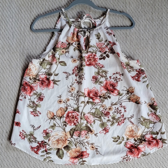 Blue Rain Floral Print Tank Top - Picture 1 of 5